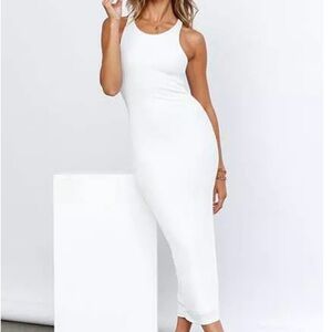 White open back maxi dress